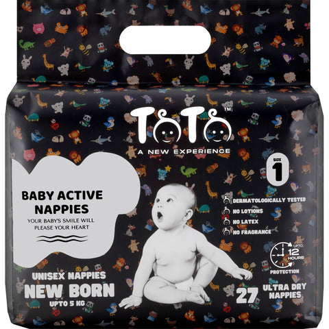 TOTO PREMIUM NAPPIES FOR NEWBORN - SIZE 1 - 108 NAPPIES - UPTO 5KG