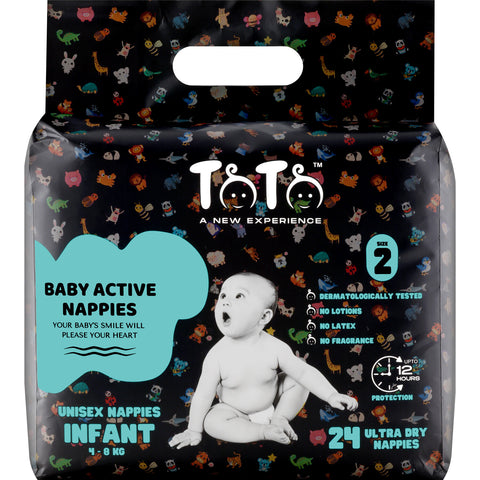 TOTO PREMIUM NAPPIES FOR INFANT - SIZE 2 - 96 NAPPIES - 4 TO 8KG