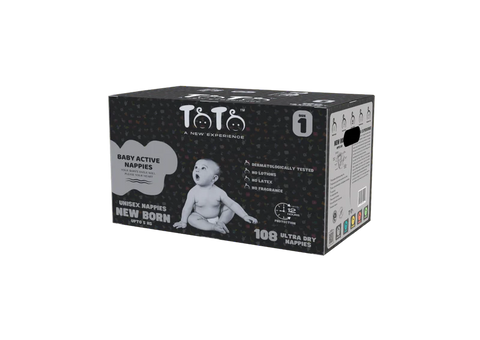 TOTO PREMIUM NAPPIES FOR NEWBORN - SIZE 1 - 108 NAPPIES - UPTO 5KG