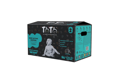 TOTO PREMIUM NAPPIES FOR INFANT - SIZE 2 - 96 NAPPIES - 4 TO 8KG