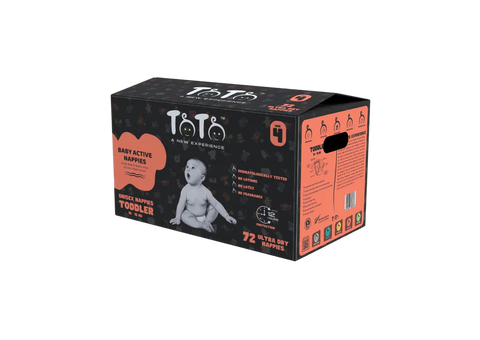 TOTO PREMIUM NAPPIES FOR TODDLER - SIZE 4 - 72 NAPPIES - 10 TO 15KG