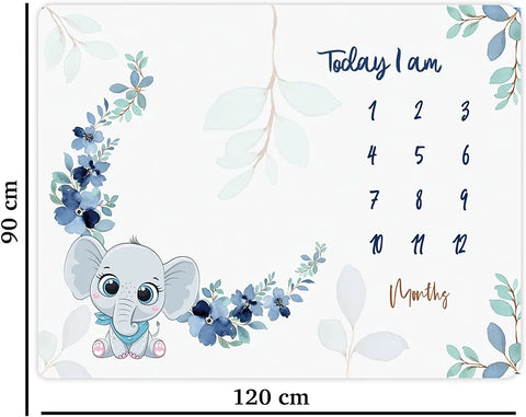 Baby Monthly Milestone Photoshoot Blanket Baby Elephant