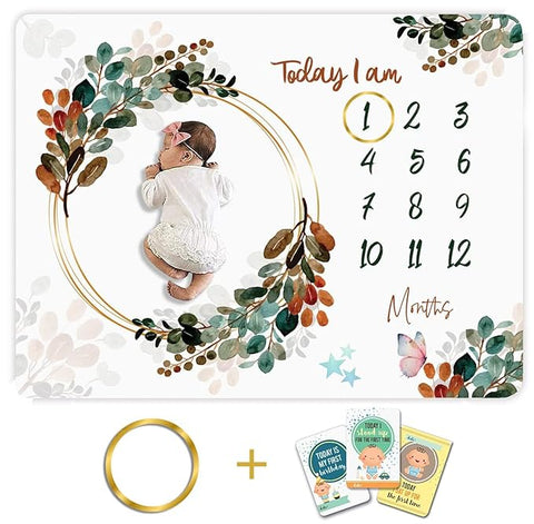 Baby Monthly Milestone Photoshoot Blanket Round Flower