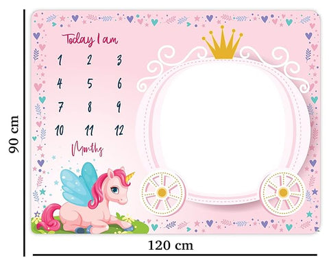 Baby Monthly Milestone Photoshoot Blanket Pink Unicorn