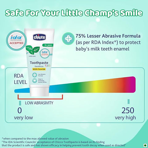 Chicco Mild Mint Flavour 6Y+ Kids, Preservative Free Toothpaste  (70 g)