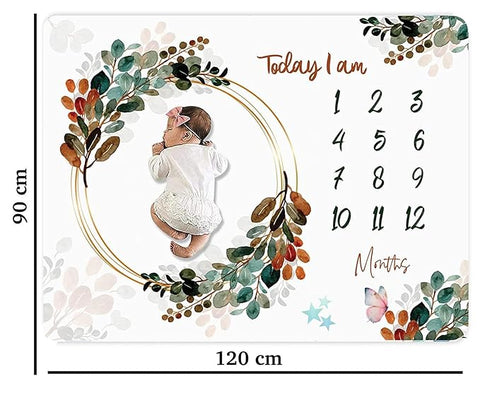 Baby Monthly Milestone Photoshoot Blanket Round Flower