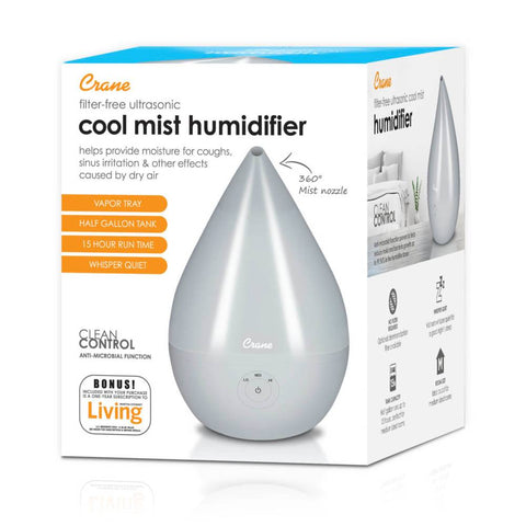 Crane Droplet Cool Mist Humidifier, Filter Free 1.9L with Vapour Pad