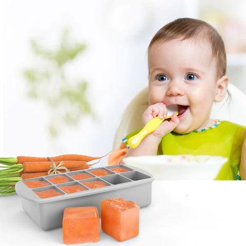 Melii Silicone Baby Food Freezer Tray with Lid - Grey