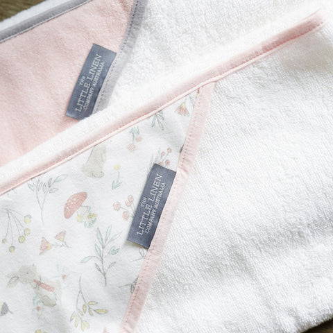 LITTLE LINEN HOODED TOWEL 2PK - HARVEST BUNNY